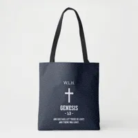 Black Flecks Pattern Bible Chapter Verse Christian Tote Bag