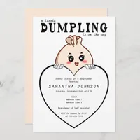 Kawaii Little Dumpling Dim Sum White Baby Shower  Invitation