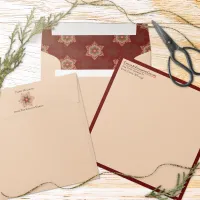 Holly Star Traditional Christmas Holiday Envelope