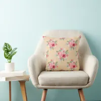 Watercolor Rose Floral Throw Pillow