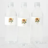 Country Sunflower Wedding Water Bottle Label