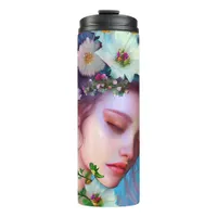 Pretty Fairy Flowers in Hair Fantasy Art   Thermal Tumbler