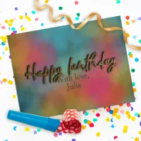 Custom Gold Glitter Trendy Script Happy Birthday  Postcard