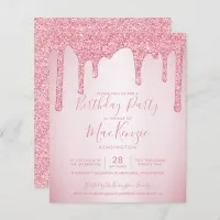 BUDGET Blush Pink Glitter Drips Any Year Birthday