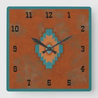 Southwest Canyons Geometric Western Style Square Wall Clock