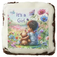 Baby Girl with Teddy Bear Baby Shower It's a Girl Brownie