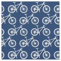 White Bicycles Pattern on Navy Blue Fabric