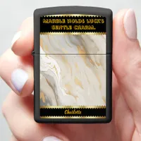 Elegant marble texture with golden accents flowing zippo lighter