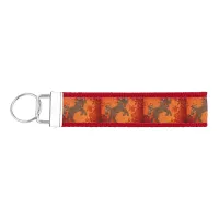 Majestic Horse in Asian Floral Tapestry Wrist Keychain