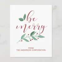 Budget Be Merry Simple Business Holiday Card