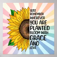 Inspirational Quote and Hand Drawn Sunflower Poster