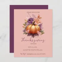 Budget Fall Floral Pumpkins Thanksgiving Invite