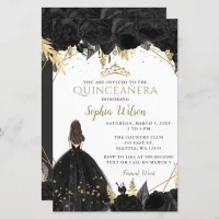 Budget Black Gold Princess Quincea&#241;era Invitation