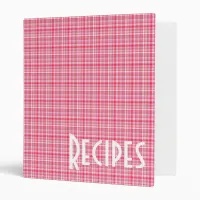 Recipes Red and Pink Plaid Binder