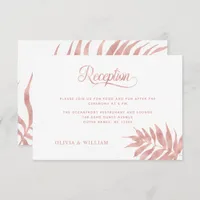 Elegant Tropical Rose Gold White Wedding Reception Enclosure Card