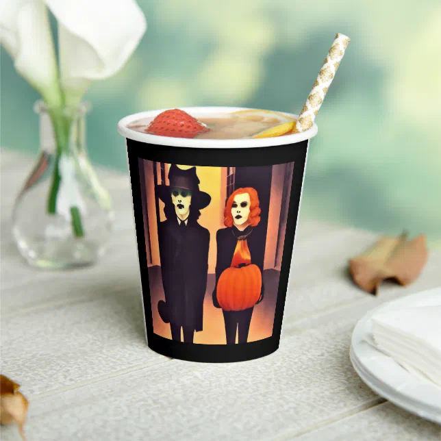 Witch and vampire for Halloween Paper Cups