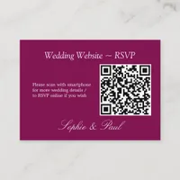 Elegant Mulberry QR Code Website RSVP Card