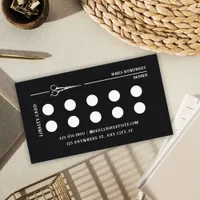 Modern Black Hair Stylist Barbershop Business Loyalty Card