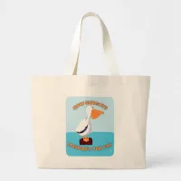 How Gulls It Pelican Cartoon Style Fun Large Tote Bag