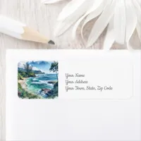 Tropical Island Beach Coastal Label