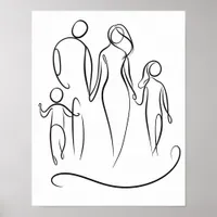 Family Line Art Poster | Minimalist Figure Drawing