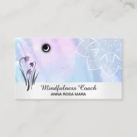 *~* Pastel Moon Lacey Mandala Foil Floral Business Card