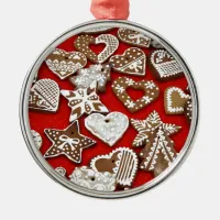 Christmas Gingerbread Cookies Metal Ornament