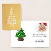 Holly Jolly Christmas Typography Classic Song, ZSG Foil Card