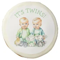 It's Twins! Cute boy twins Baby Shower Treats Sugar Cookie