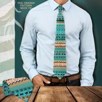 Teal Orange pattern  Neck Tie