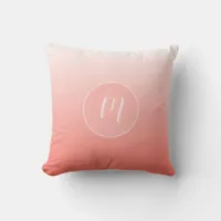 Blush Pink and White Ombre Fading Monogrammed Throw Pillow