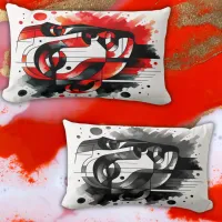 Abstract Face Red, Black & White |  Lumbar Pillow