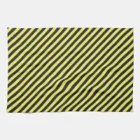 Thin Black and Yellow Diagonal Stripes Towel