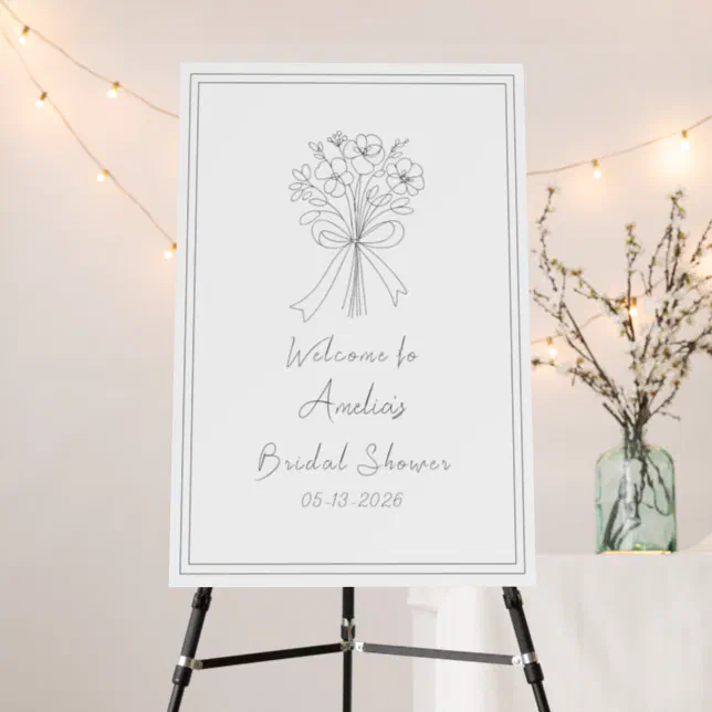 Flower & Bow Sketch Bridal Shower Welcome Sign