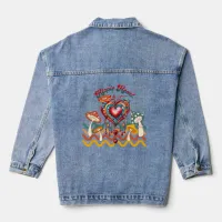 Hippie Heart with Mushrooms Denim Jacket