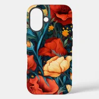 Yellow and Red Flowers Botanical Print  iPhone 16 Case