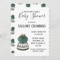 Potted Succulent Cactus Baby Shower Invitation