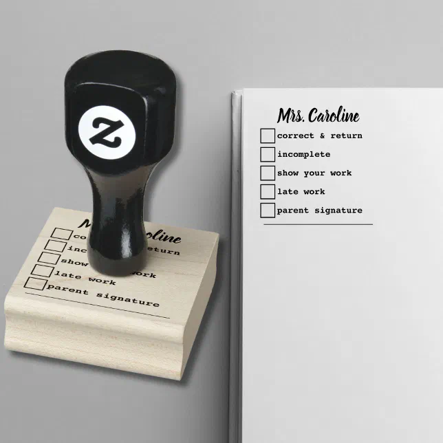 "Teacher's Notes" and Custom Name Rubber Stamp