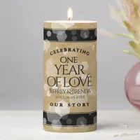 Elegant 1st Paper Wedding Anniversary Celebration Pillar Candle