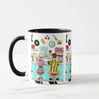 Retro Diner Couple Holding Hand 1950's Era Mug