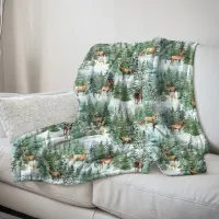 Winter Woodland Deer Fleece Blanket