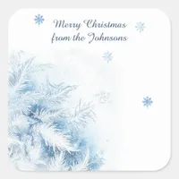 Beautiful Winter Frost Christmas Square Sticker