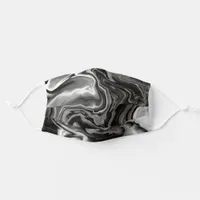 Modern Bold Black And White Marbled Adult Cloth Face Mask