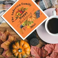 Fall Fruits Flowers And Foliage Happy Thanksgiving Napkins