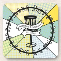 Disc Golf Personalized Couple Established Date Beverage Coaster