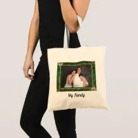 Custom Family Photo Green Antique Frame DIY, ZYPI Tote Bag