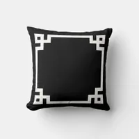 Black and White Greek Key Border Throw Pillow