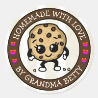 Made with Love, Homemade Chocolate Chip Cookies Classic Round Sticker