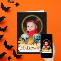 Halloween Photo Frame Skeleton and Jack o'Lantern Card