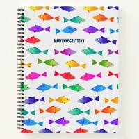 Rainbow fish in ocean cute colorful pattern  notebook